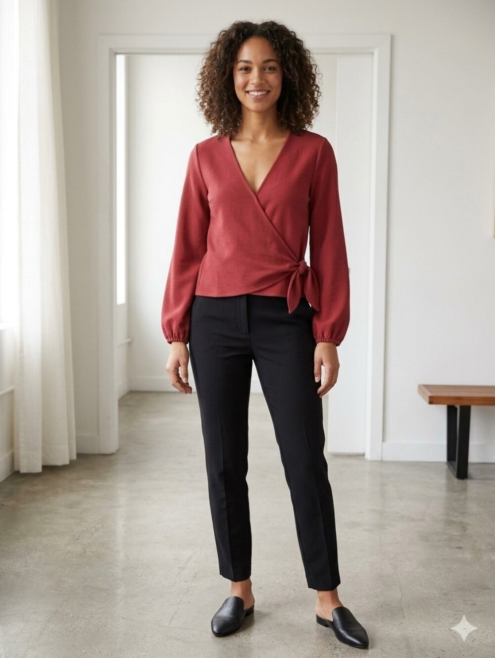 Tartine et Chocolat Red Wrap Tie-Front Women’s Top